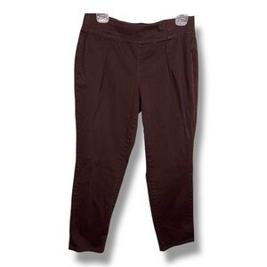 Large Petite Vintage White Stag 90s Brown Capri Pants Elastic Waistband Cotton